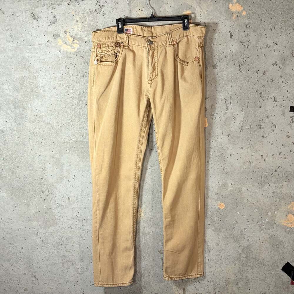 True Religion Billy Super T Tan Denim Jeans 38x32